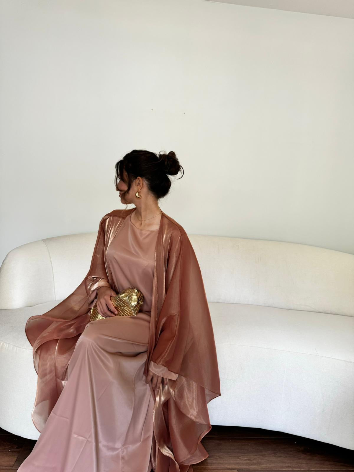 Gizem Iridescent Abaya & Dress - Fawn