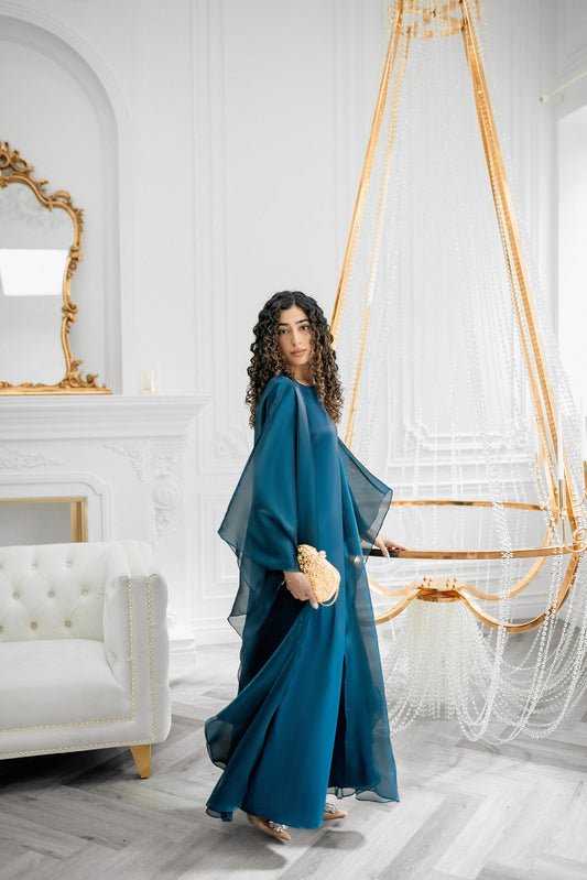Gizem Iridescent Abaya & Dress - Ocean