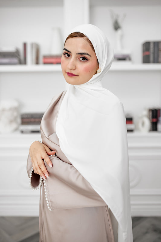 Chiffon Luxe Hijab - Pearl White