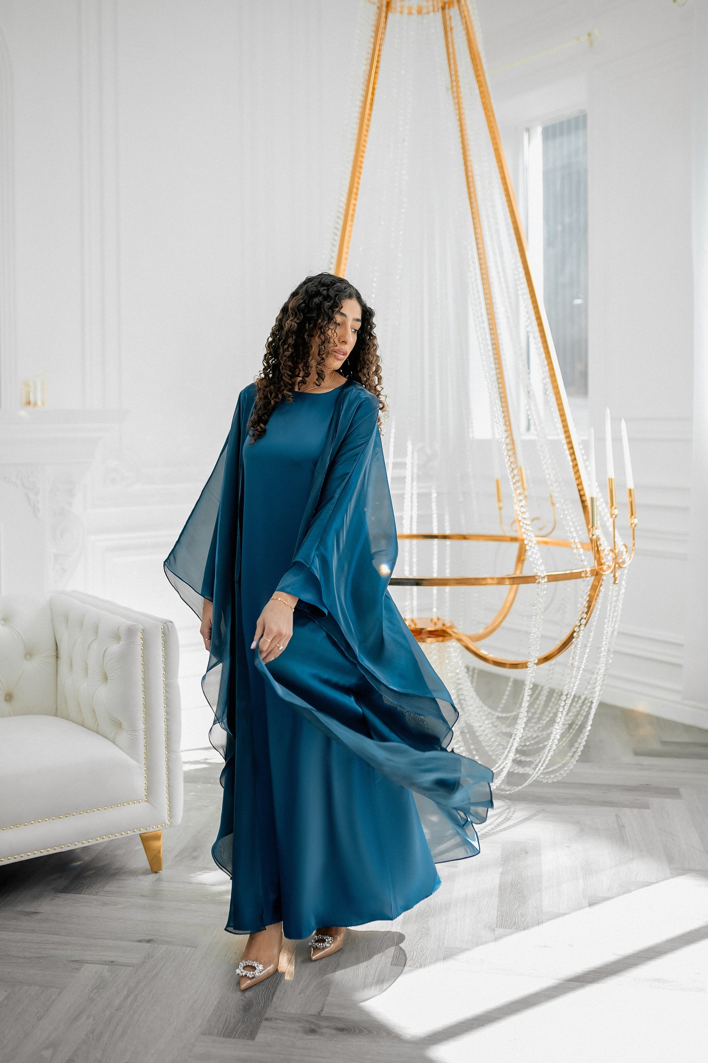 Gizem Iridescent Abaya- Ocean