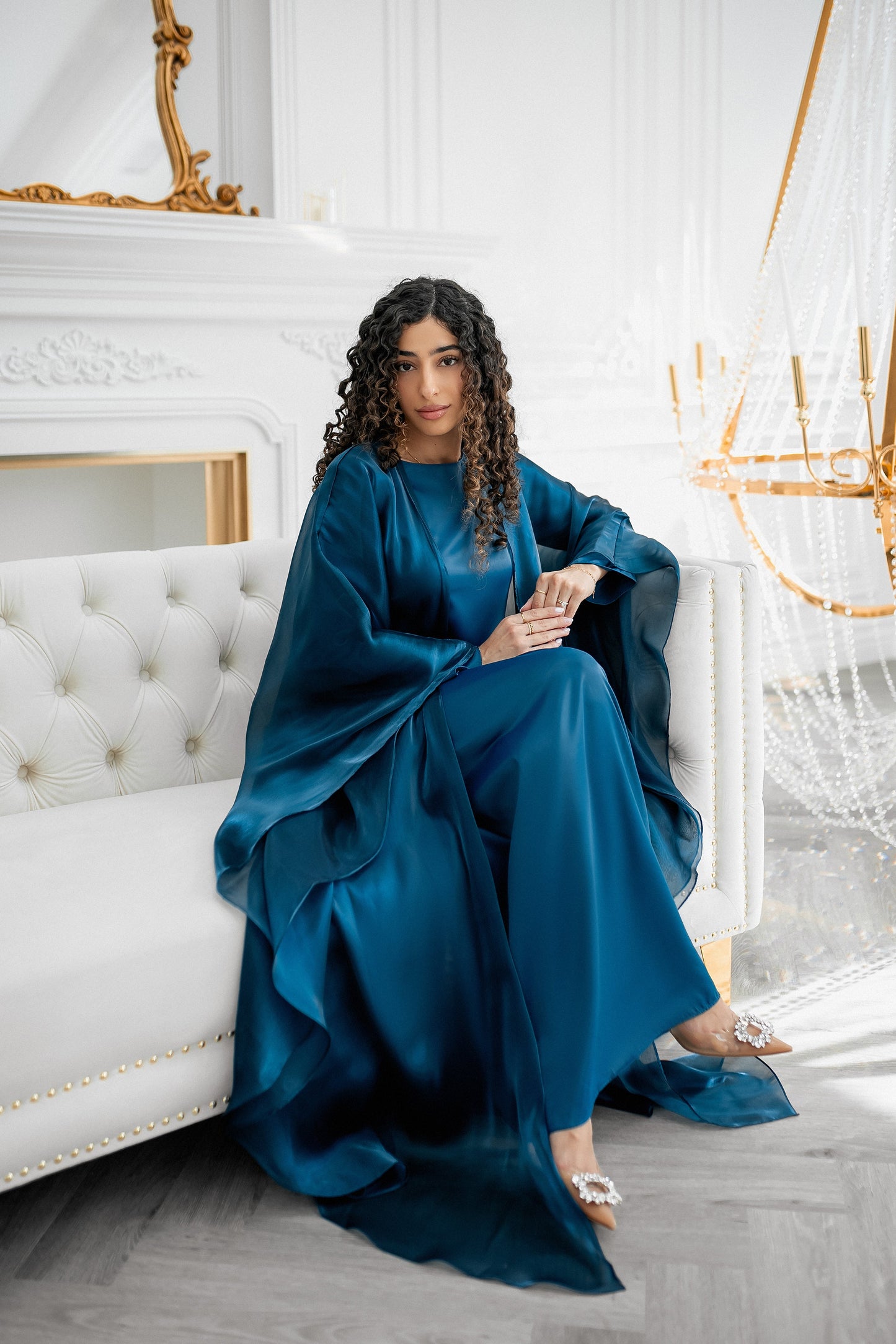 Gizem Iridescent Abaya & Dress - Ocean
